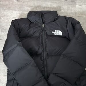 The North Face Black Quilted Down Jacket with White Logo